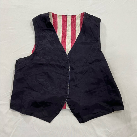 Smoke Valley American Flag Cotton Tie Back Stars & Stripes Festive Vest Size LP - Picture 4 of 9